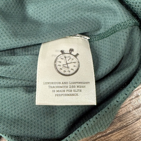 Tracksmith Men's Van Cortlandt Long Sleeve Green and Orange shirt - Picture 5 of 6